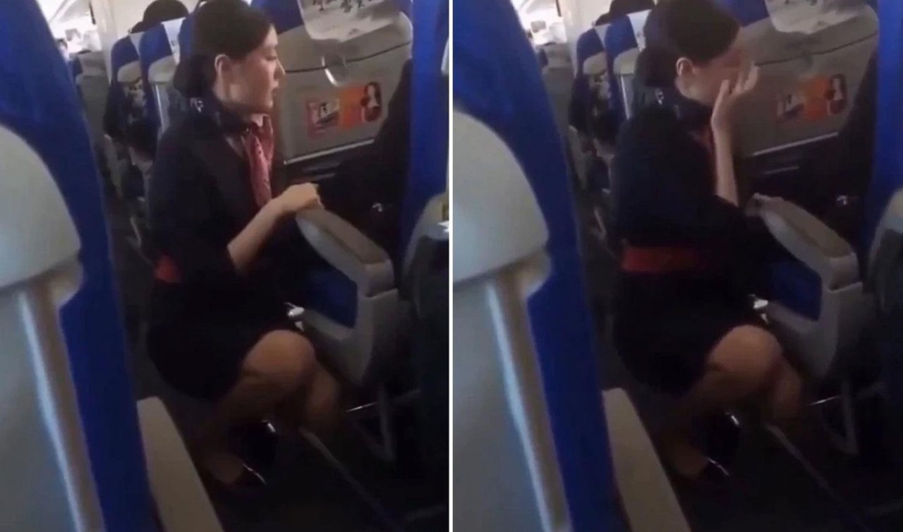 Uçakta akılalmaz olay! Hostes diz çöküp ağladı